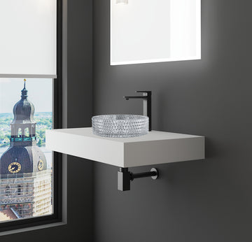 Solid Surface White Bath Countertop For Sinks, White, 30"