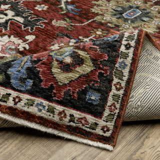 Hanford Bordered Persian Red/Multi Fringe Edge Area Rug 7'10" x 10'10"