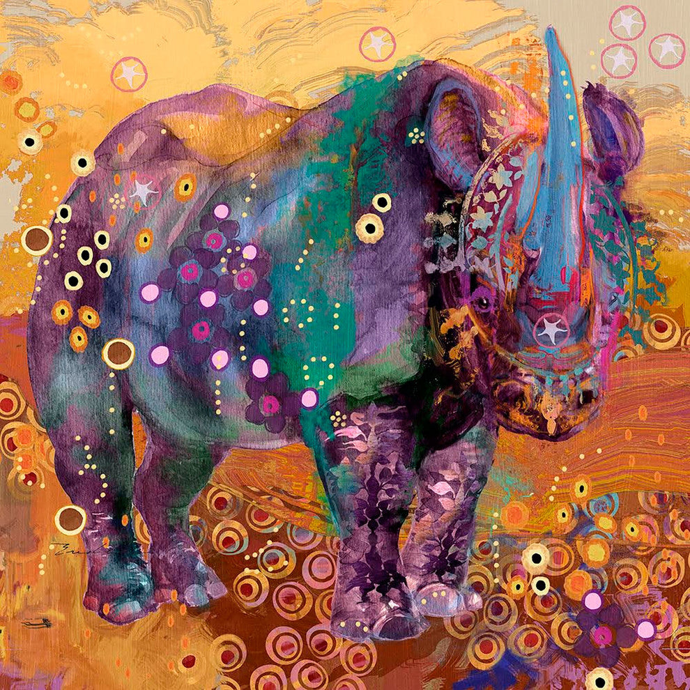 "The Last Rhino" Painting Print on Canvas by Evelia
