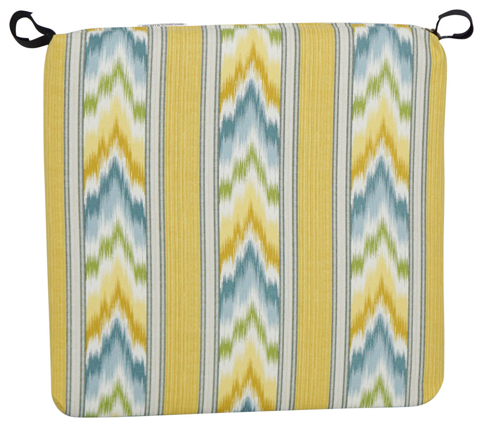 20"X19" Patterned Outdoor Chair Cushions, Set of 2, Libella Cornsilk