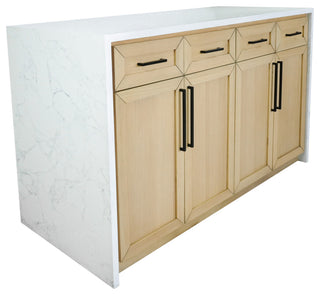 Palisade 60" Kitchen Island, Blonde, Engineered Marble