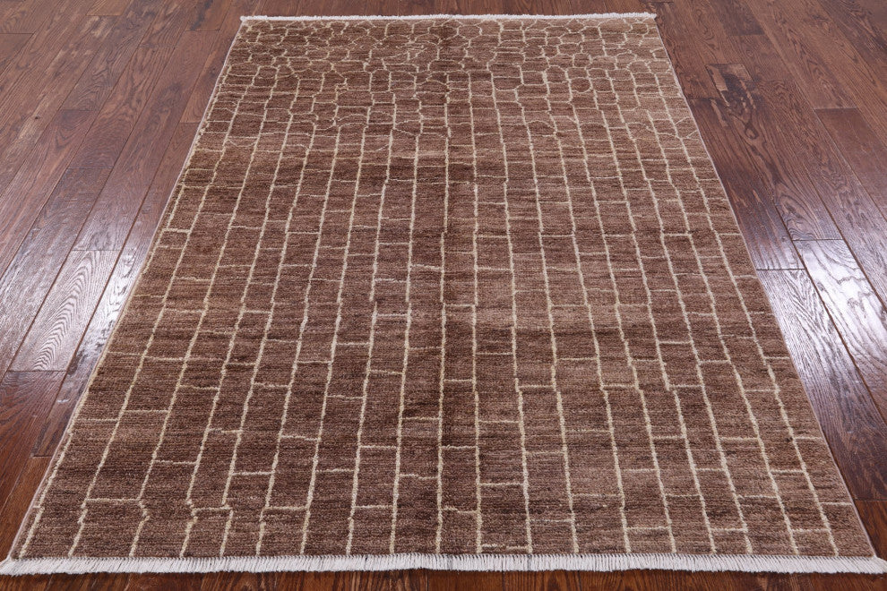 Moroccan Hand-Knotted Wool Rug 4' 10" X 6' 9" Q8837
