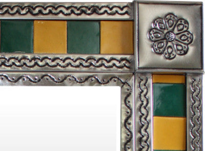 Green/Yellow Tile Talavera Tin Mirror