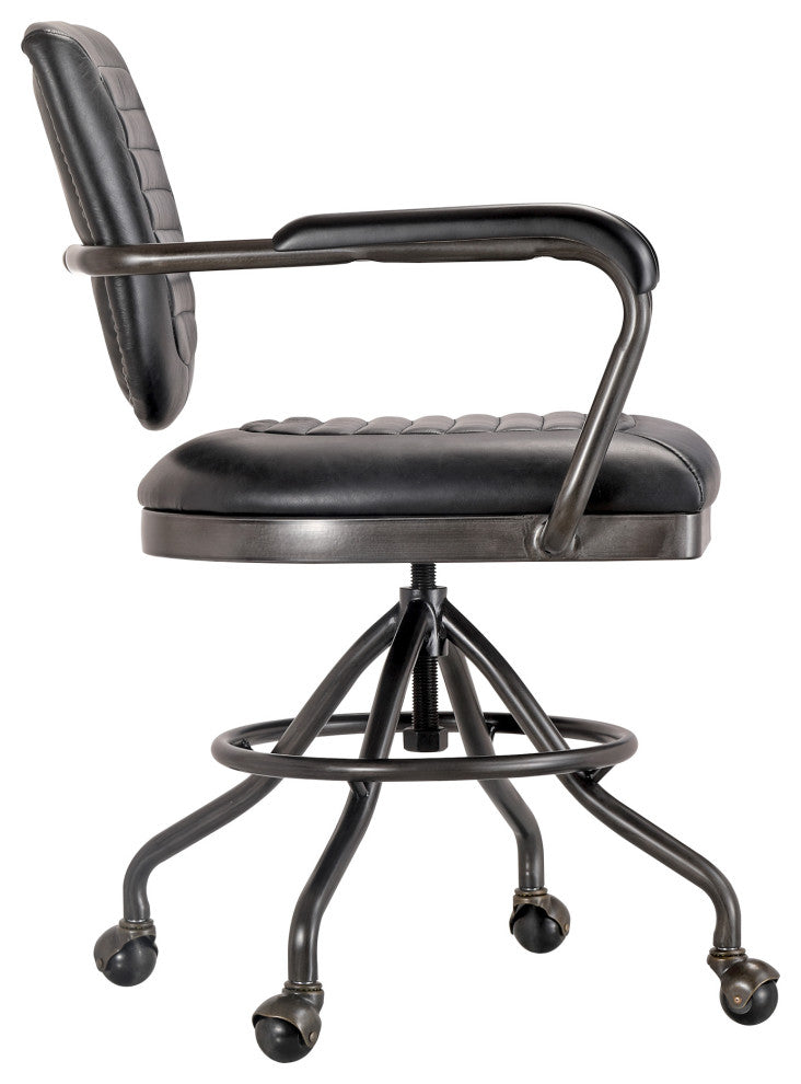 Foster Swivel Desk Chair Onyx Black Leather