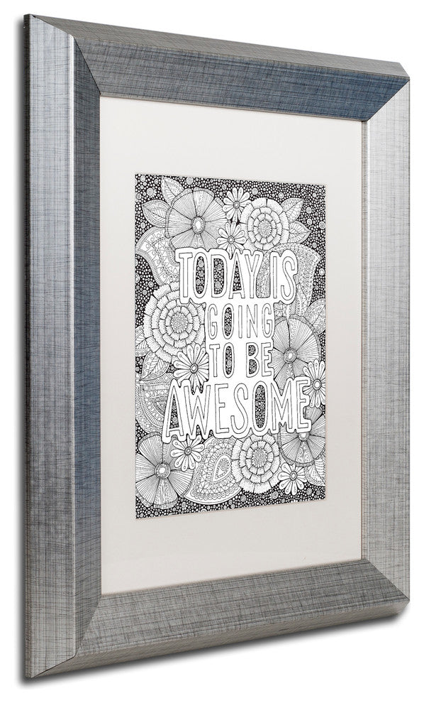 Hello Angel ''Today is Going to be Awesome'' Art, Silver Frame, White Mat, 14x11