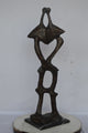 Modern art abstract, a couple kissing bronze statue - Size: 13"L x 11"W x 40"H