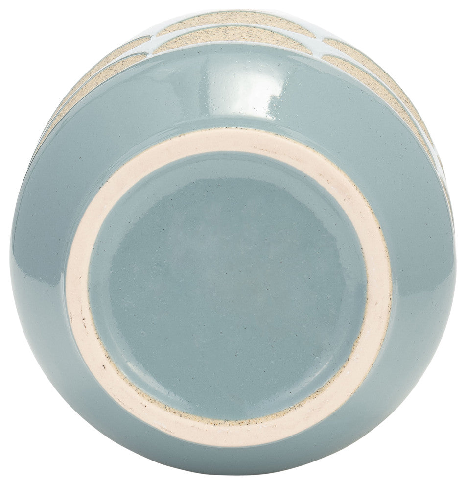 Ceramic 10"H Half Circles Vase, Cameo Blue