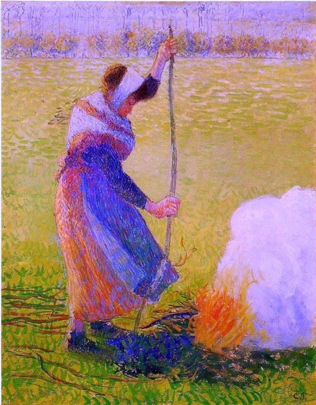 Camille Pissarro Woman Burning Wood, 21"x28" Wall Decal Print