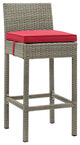 Light Gray Red Conduit Outdoor Patio Wicker Rattan Bar Stool