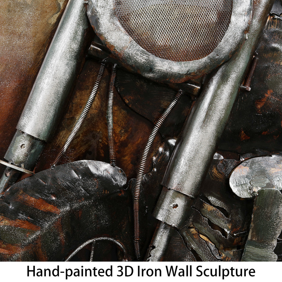 "Motorcycle 1" Primo Mixed Media Hand Painted 3D Metal Wall Art