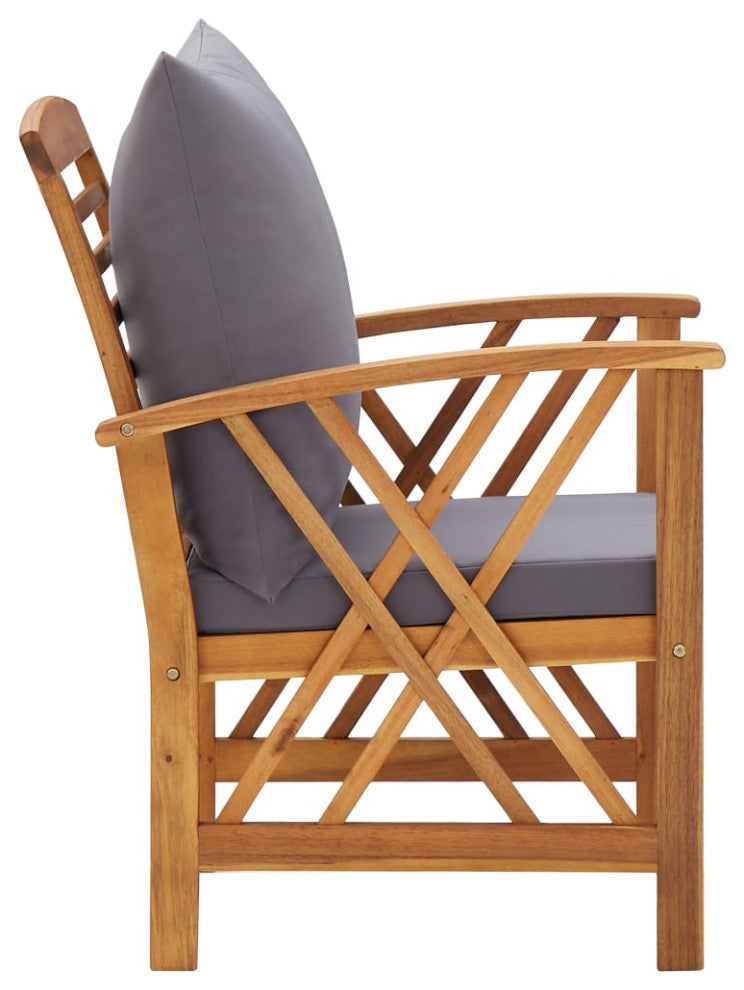 vidaXL Patio Furniture Set 4 Piece Bench Seat with Table Solid Acacia Wood