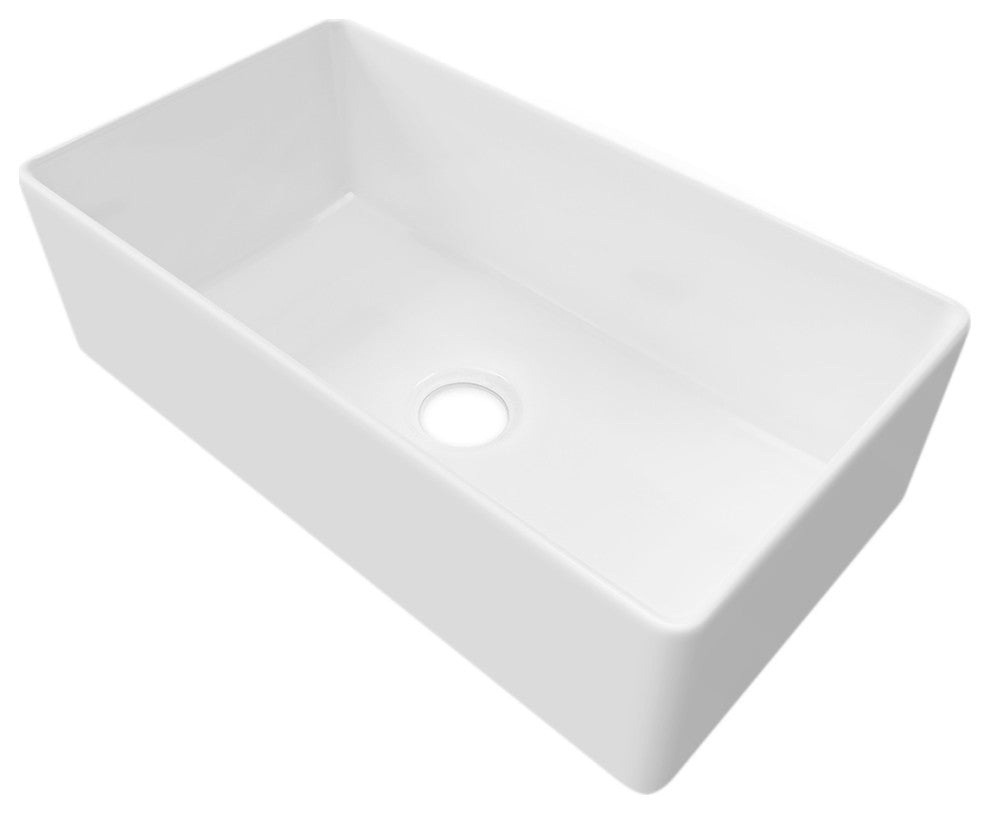 Sinber Farmhouse Apron Single Bowl Kitchen Sink with Fireclay 2 Accessories, White, 36" X 20"