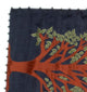 Tree of Life Table Runner in Ivory Silk, Navy Silk