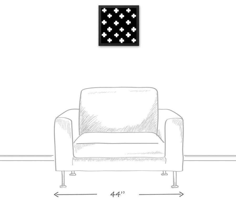 Black and White Swiss Cross Framed Canvas, 12"x12"