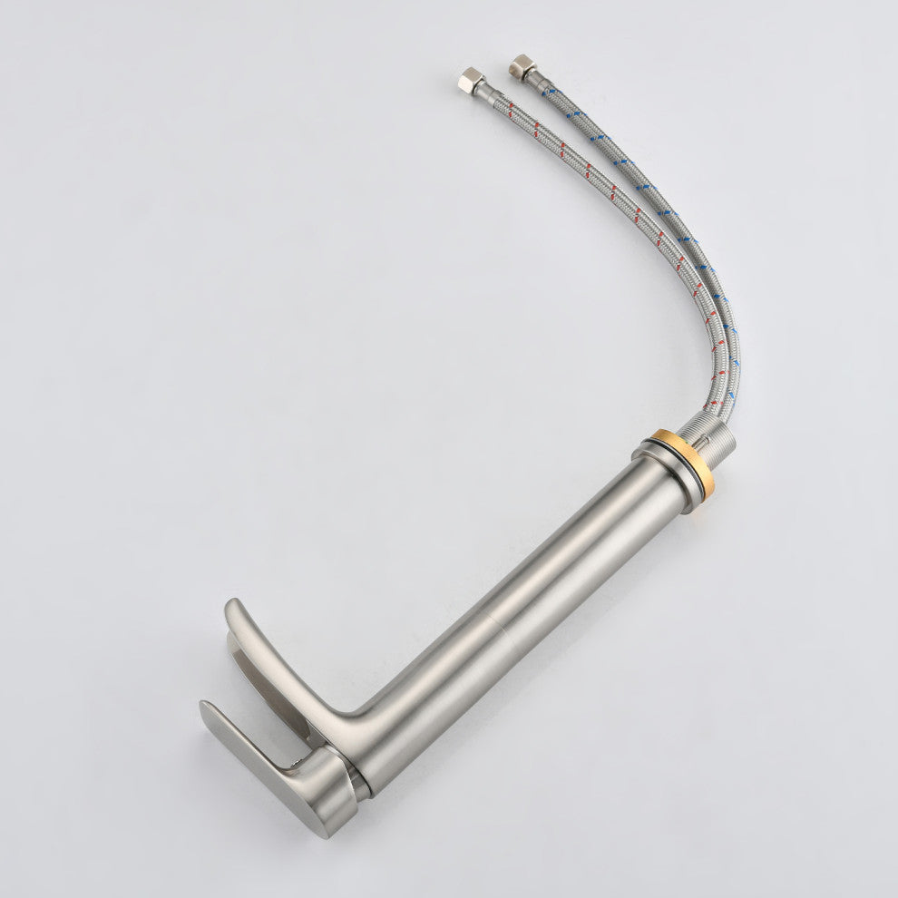Single Hole Bathroom Faucet With Drain Assembly, Brushed Nickel
