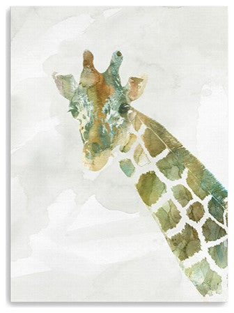 40" x 30" Abstract Marble Watercolor Giraffe Canvas Wall Art
