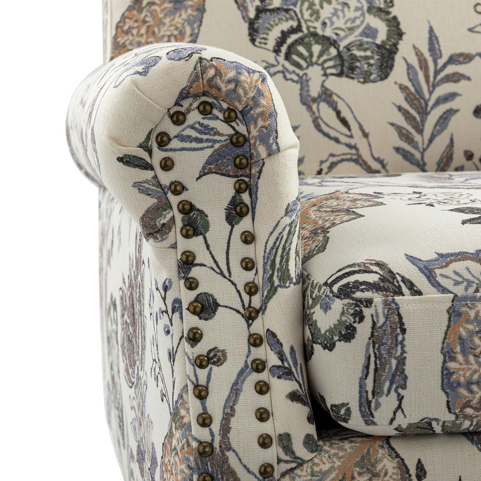 Comfy Armchair With Nailhead Trims Set of 2, Gray