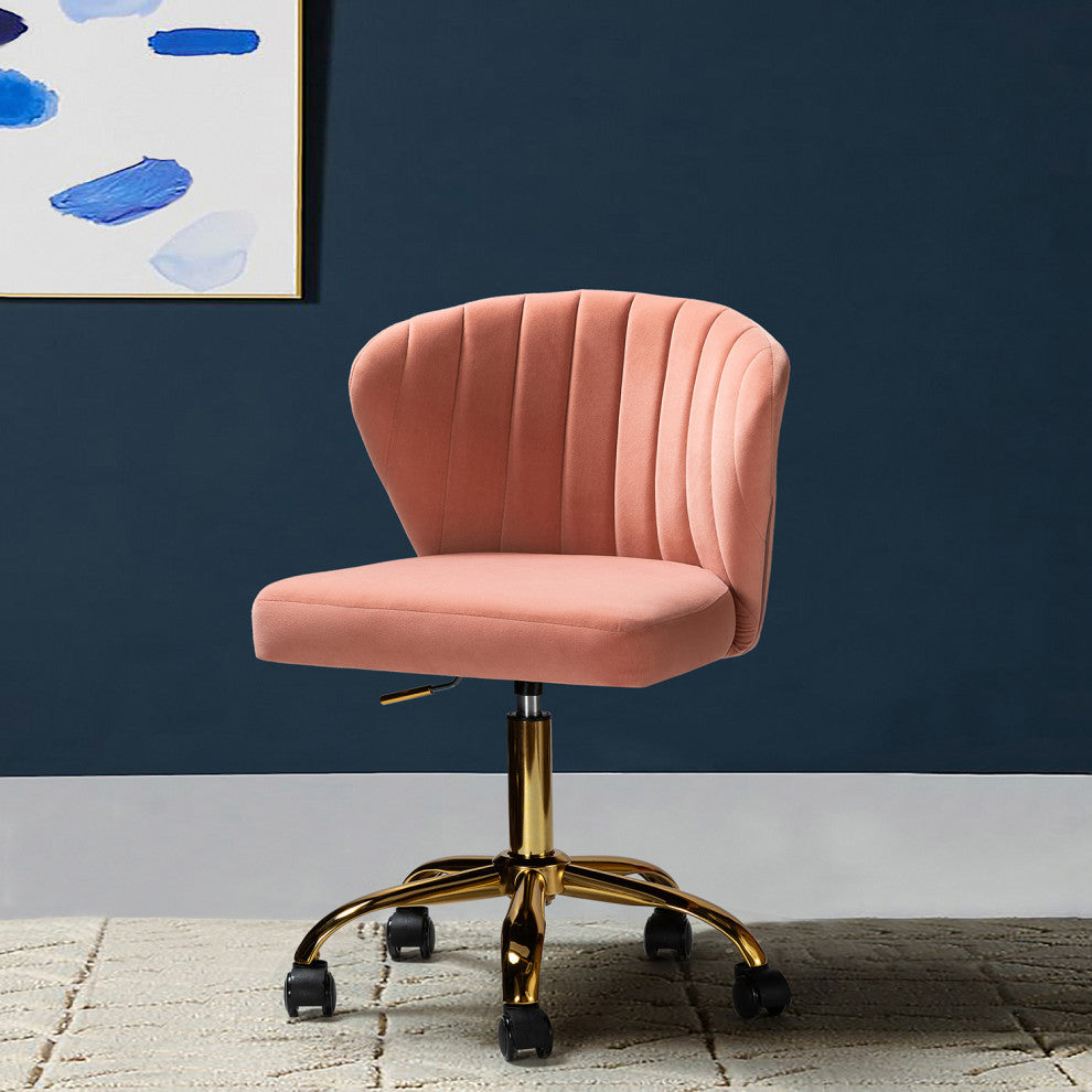 Swivel Task Chair With Tufted Back, Pink