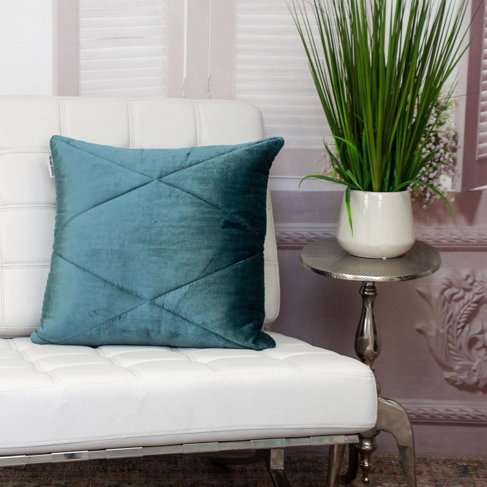 Parkland Collection Koko Transitional Quilted Teal Throw Pillow