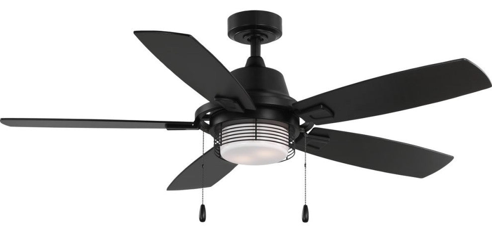 Freestone 52" 5-Blade Matte Black Ceiling Fan With LED Lamped Light Kit