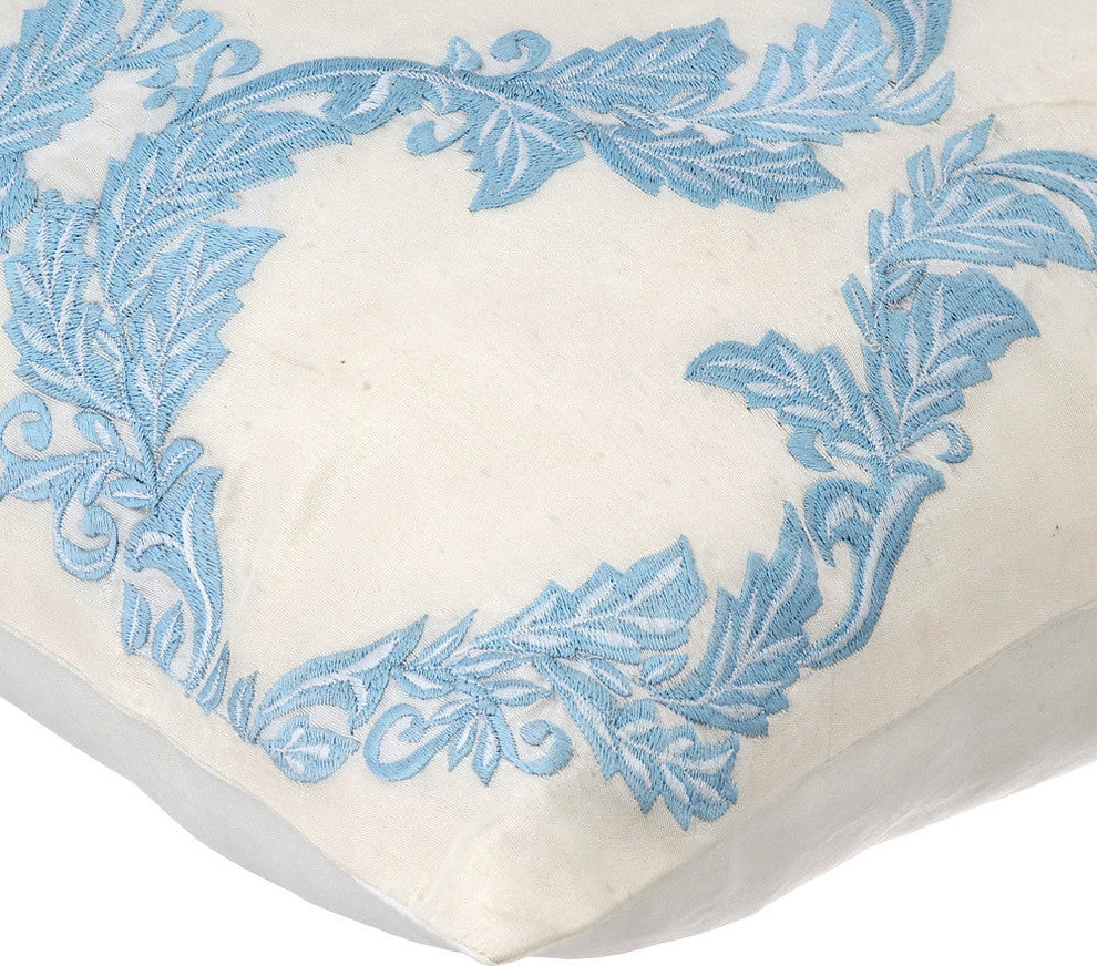 Blue Decorative Pillow Covers 14"x14" Silk, French Riviera