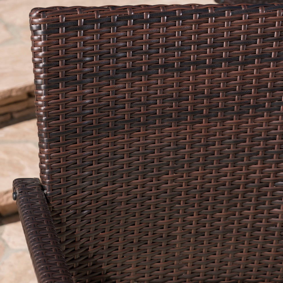 GDF Studio 7-Piece Bartley Outdoor Wicker Hexagon Dining Set, Multi-Brown/Creme