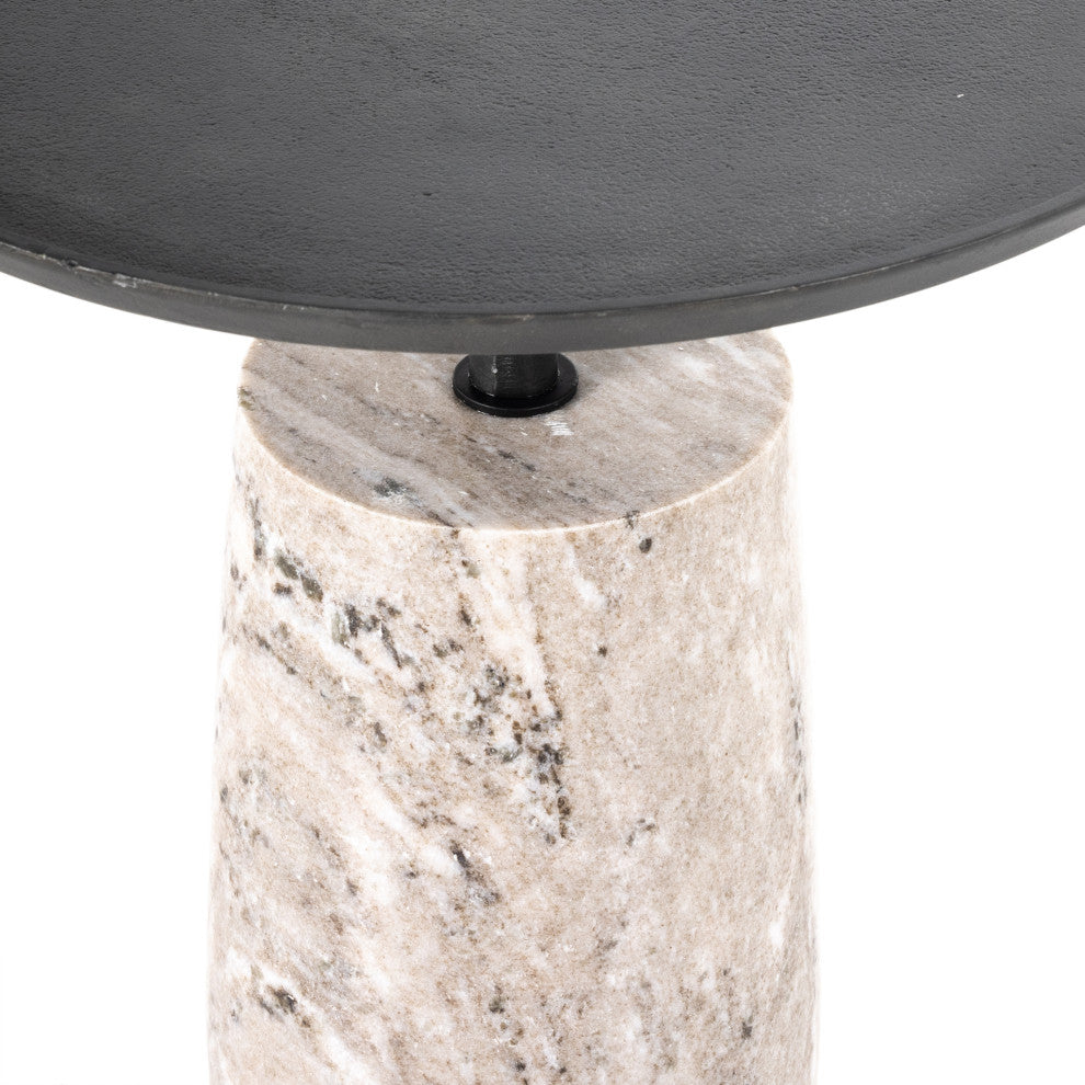 Cronos End Table-River Grey Marble Solid