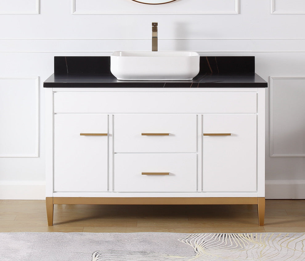 48" Tennant Brand Modern Style White  Beatrice Vessel Sink Bathroom Vanity