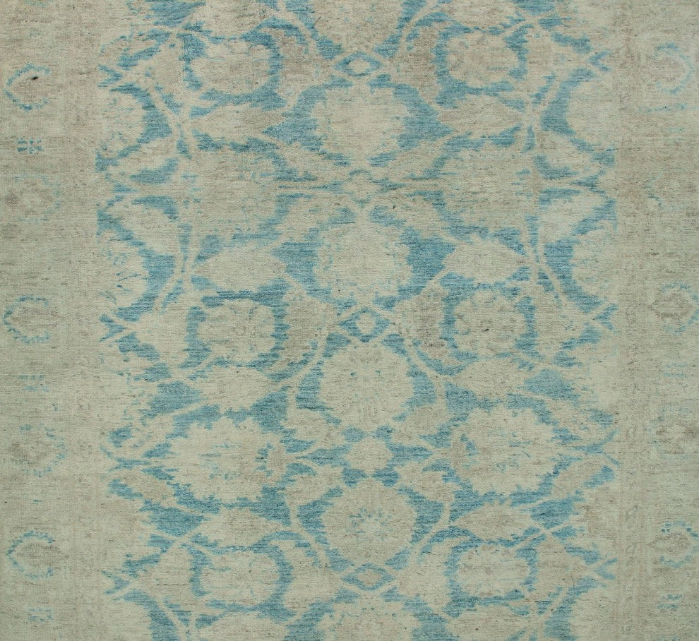 Yousafi Fine Chobi Adebayo Blue and Beige Rug, 3''11x19''1