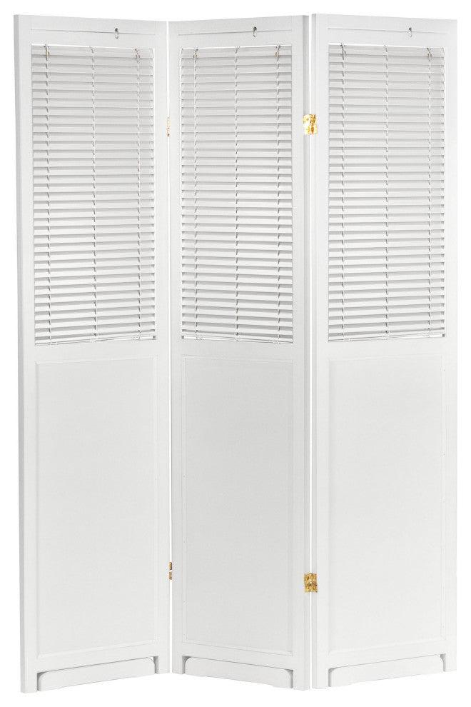 6' Tall Adjustable Shutter Room, White, 3 Panel