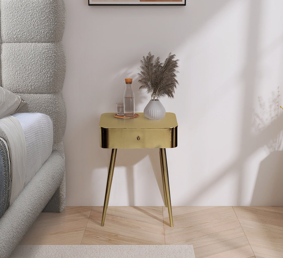 Rylan Iron Night Stand, Gold, Solid