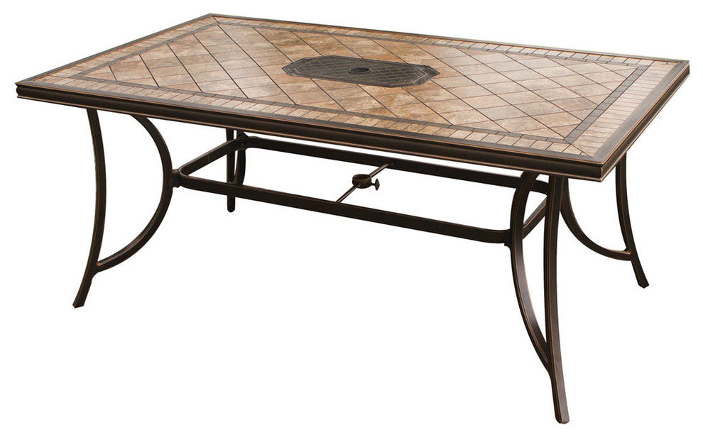 Fontana 7-Piece Dining Set, 6 Stationary Chairs, Large Tile Table