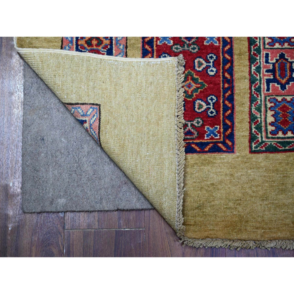 Camel Brown 100% Wool Afghan Super Kazak Hand Knotted Oriental Rug, 5'11"x8'6"