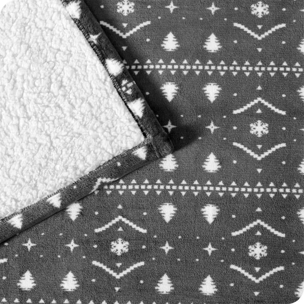 Fleece Sherpa Blanket, Alpine Graphic, Twin/Twin XL