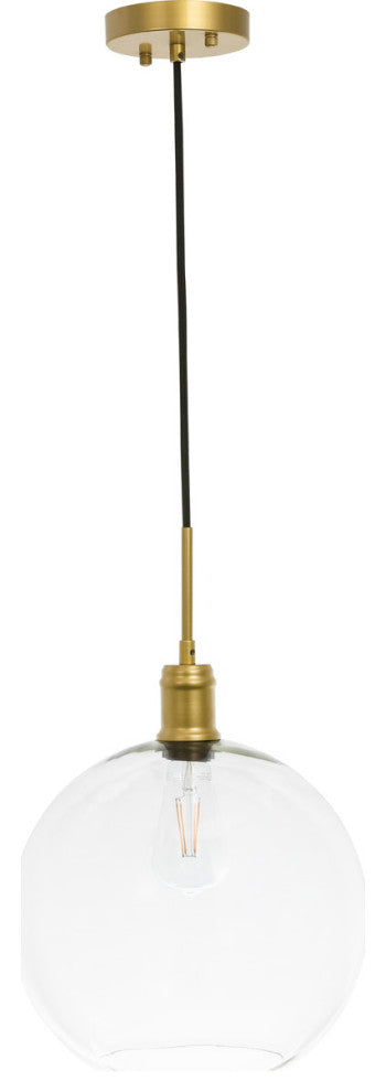 Living District Emett 1-Light Metal Pendant in Brass and Clear Glass