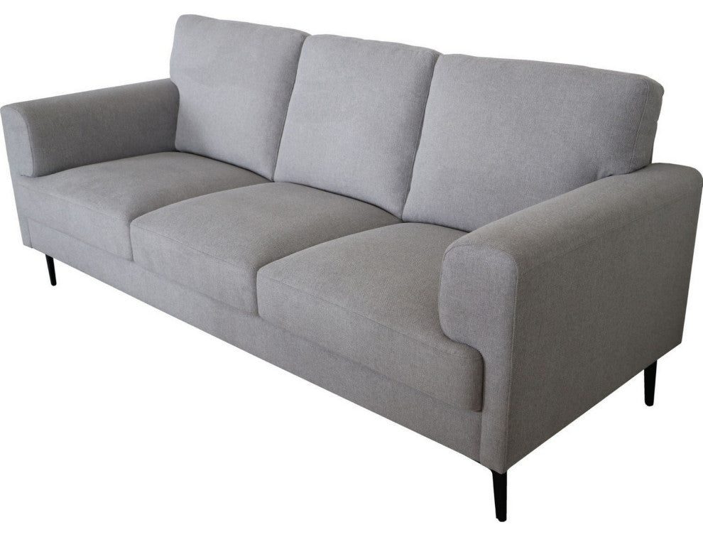 Benzara BM250321 Sofa With Fabric Upholstery and Sleek Metal Legs, Gray