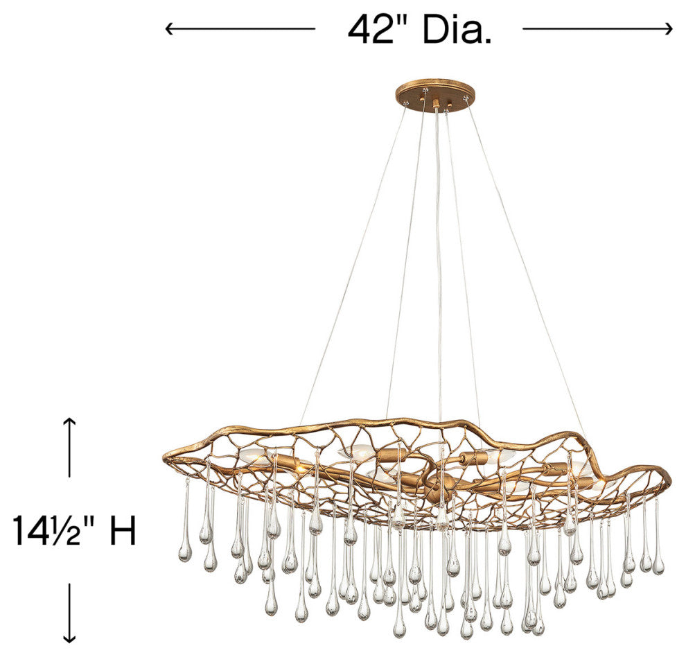 Hinkley Laguna Medium Eight Light Linear, Burnished Gold