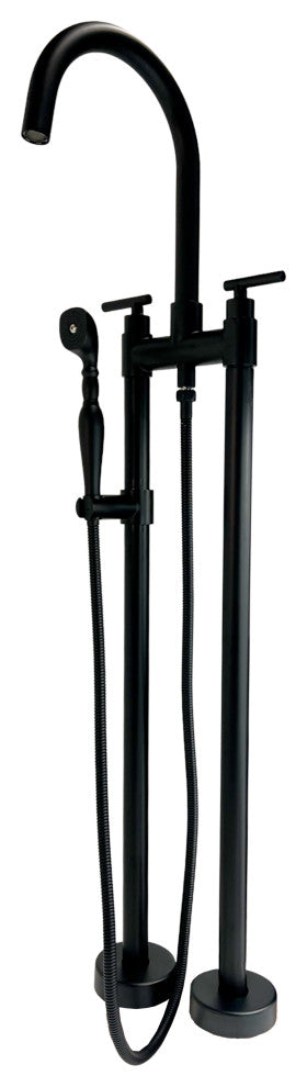 CastelloUSA Saturn Double Handle Clawfoot Tub Filler Faucet, Matte Black, Breeze Handle