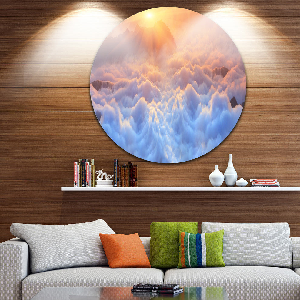 Frosty Carpathian Mountains, Landscape Photo Disc Metal Wall Art, 38"
