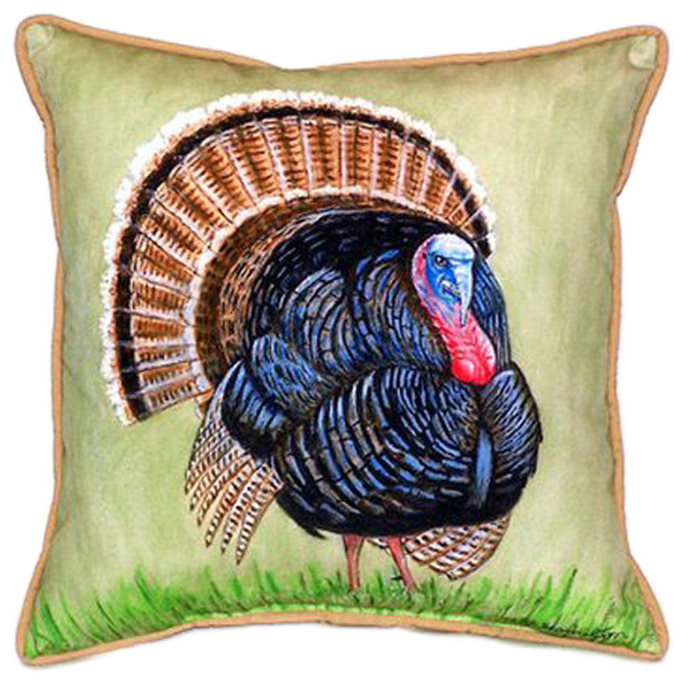 Betsy Drake Wild Turkey Extra Large 22 X 22 Indoor / Outdoor Pillow