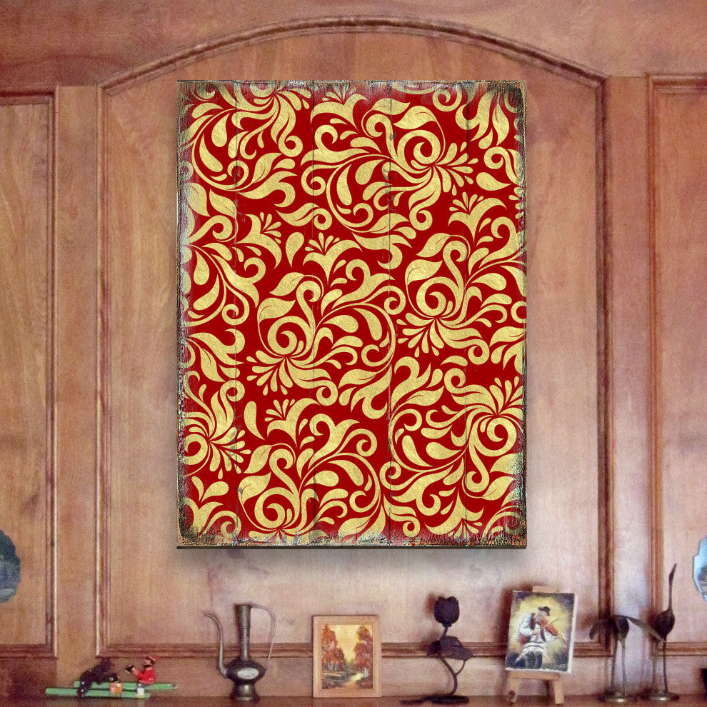 Decorative Pattern Wooden Block, 12"x9"