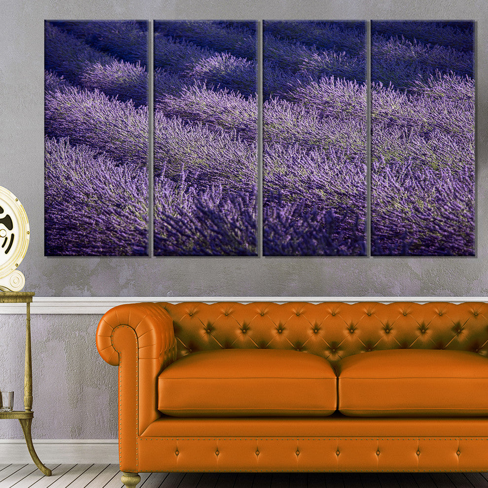 "Lavender Field and Ray of Light" Landscape Wall Art Print, 4 Panels, 48"x28"