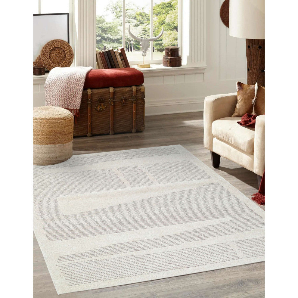 Obeetee Jaipur Modern Hand Tufted Rug, Ivory, 2'x3'