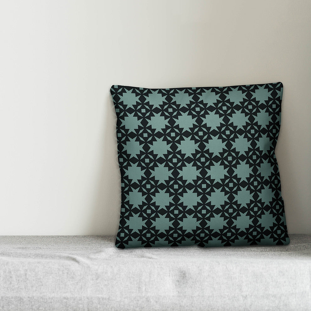 Folk Southwestern Pattern, Blue Outdoor Throw Pillow, 20"x20"