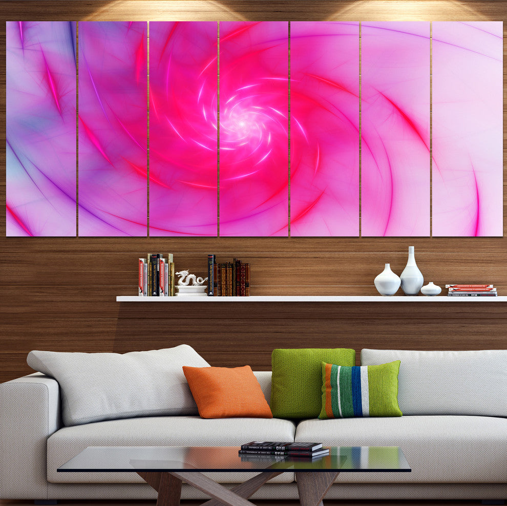 Beautiful Fractal Pink Whirlpool, Floral Canvas Art Print, 83"x32", 7 Panels