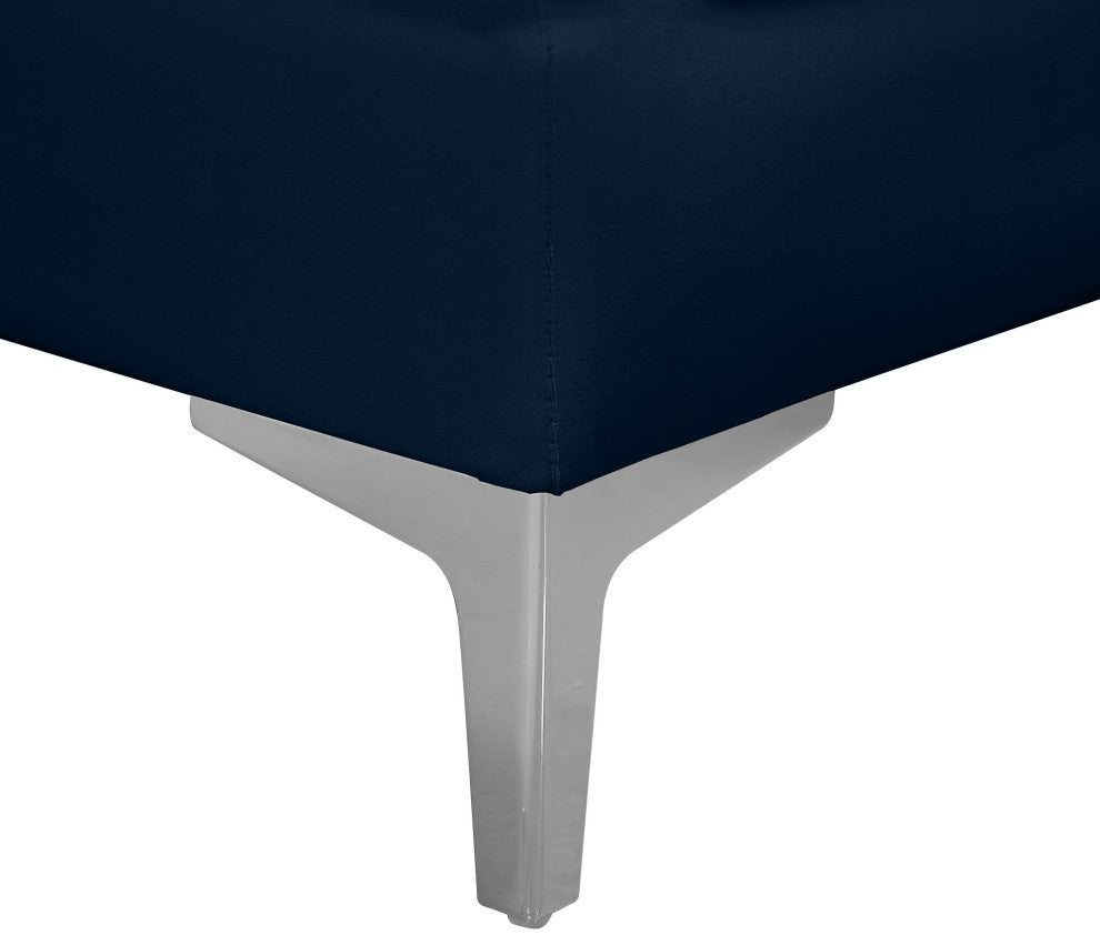 Alina Velvet Modular U-Shaped Sectional, Navy, 7-Piece: 5 Armless Chair, 2 Corner Chair