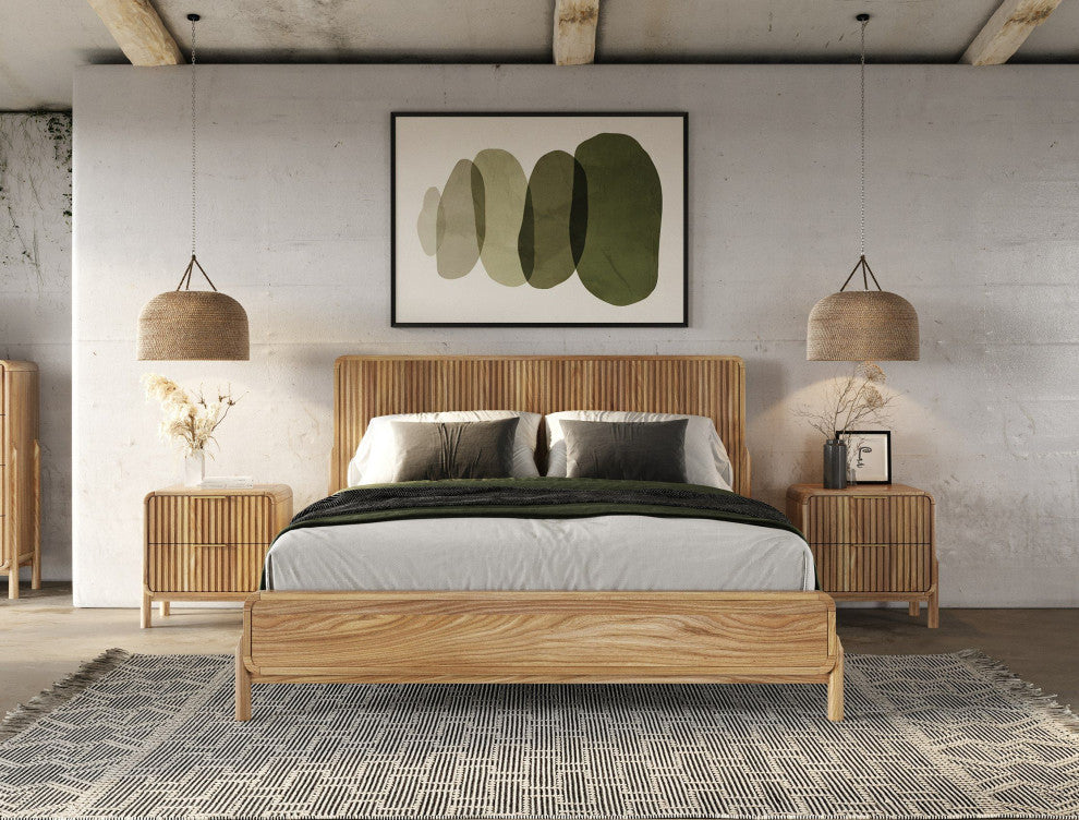 Modrest Mikala Modern Natural Oak Bedroom Set, Eastern King