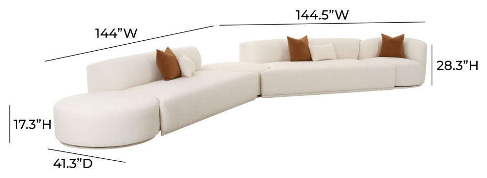 Fickle Cream Boucle 5-Piece Modular Chaise Sectional