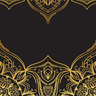 6' Tall Double Sided Black Indian Pattern Canvas Room Divider