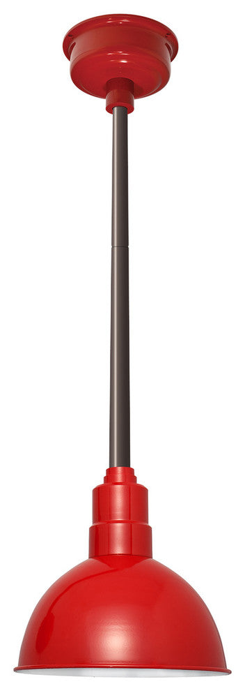 Blackspot LED Pendant Barn Light, Mahogany Downrod, Cherry Red, 8"